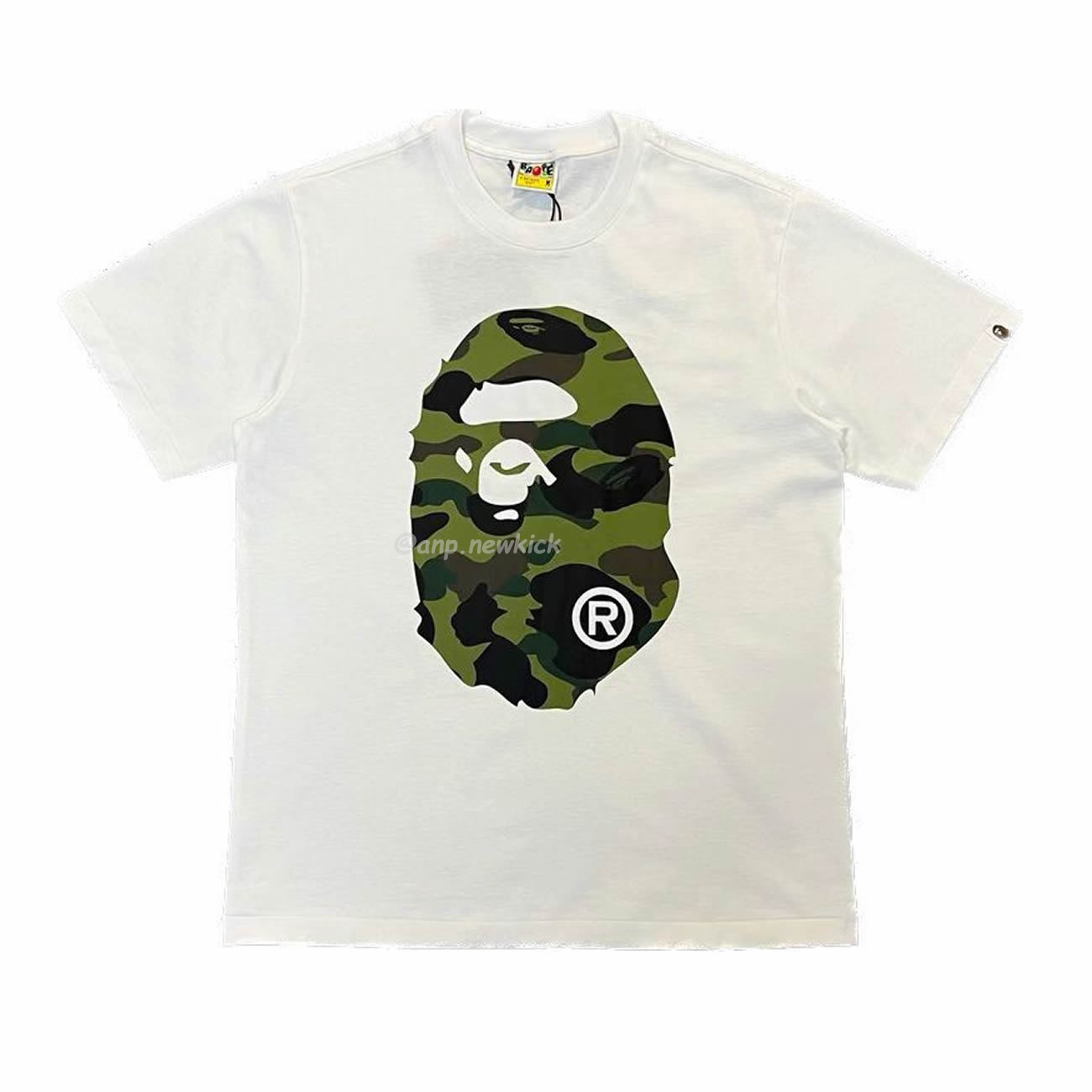 Bape Color Camo Big Ape Head Tee White Black White Green (20) - newkick.cc